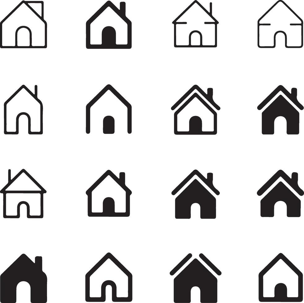 Collection of simple house icons in various styles vector