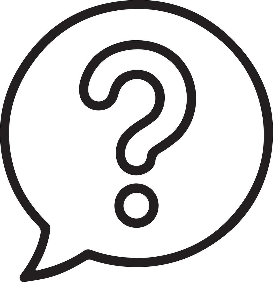 Speech bubble with a question mark inside outline icon vector