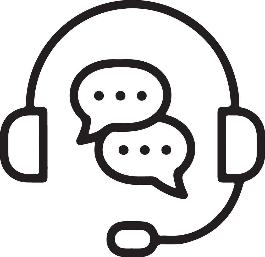 Headset with speech bubbles icon representing communication and support vector