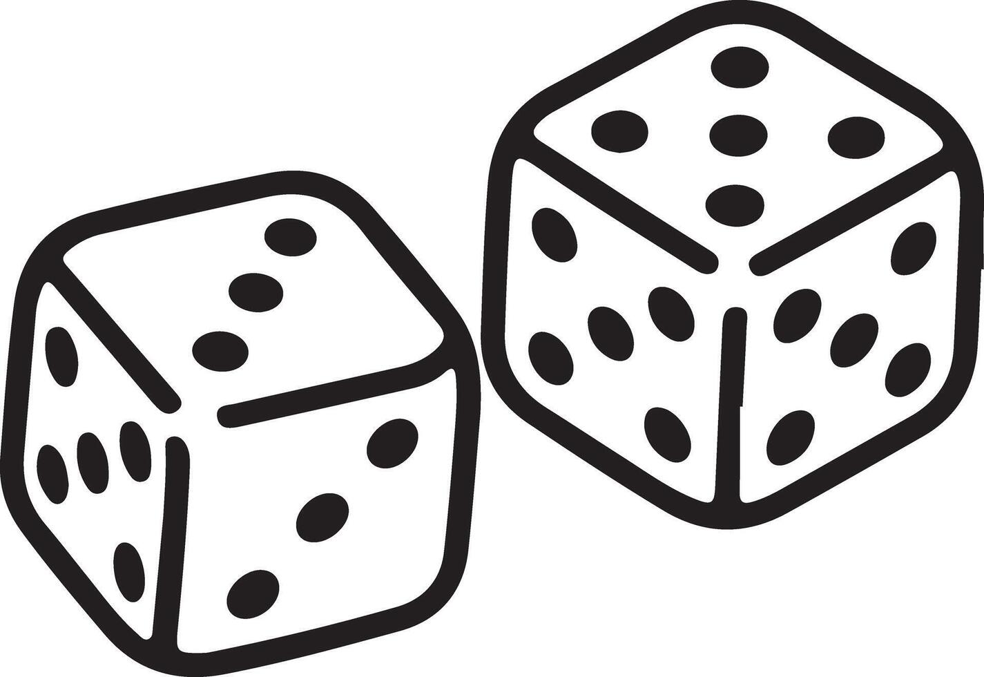 Hand drawn illustration of two dice showing different numbers vector