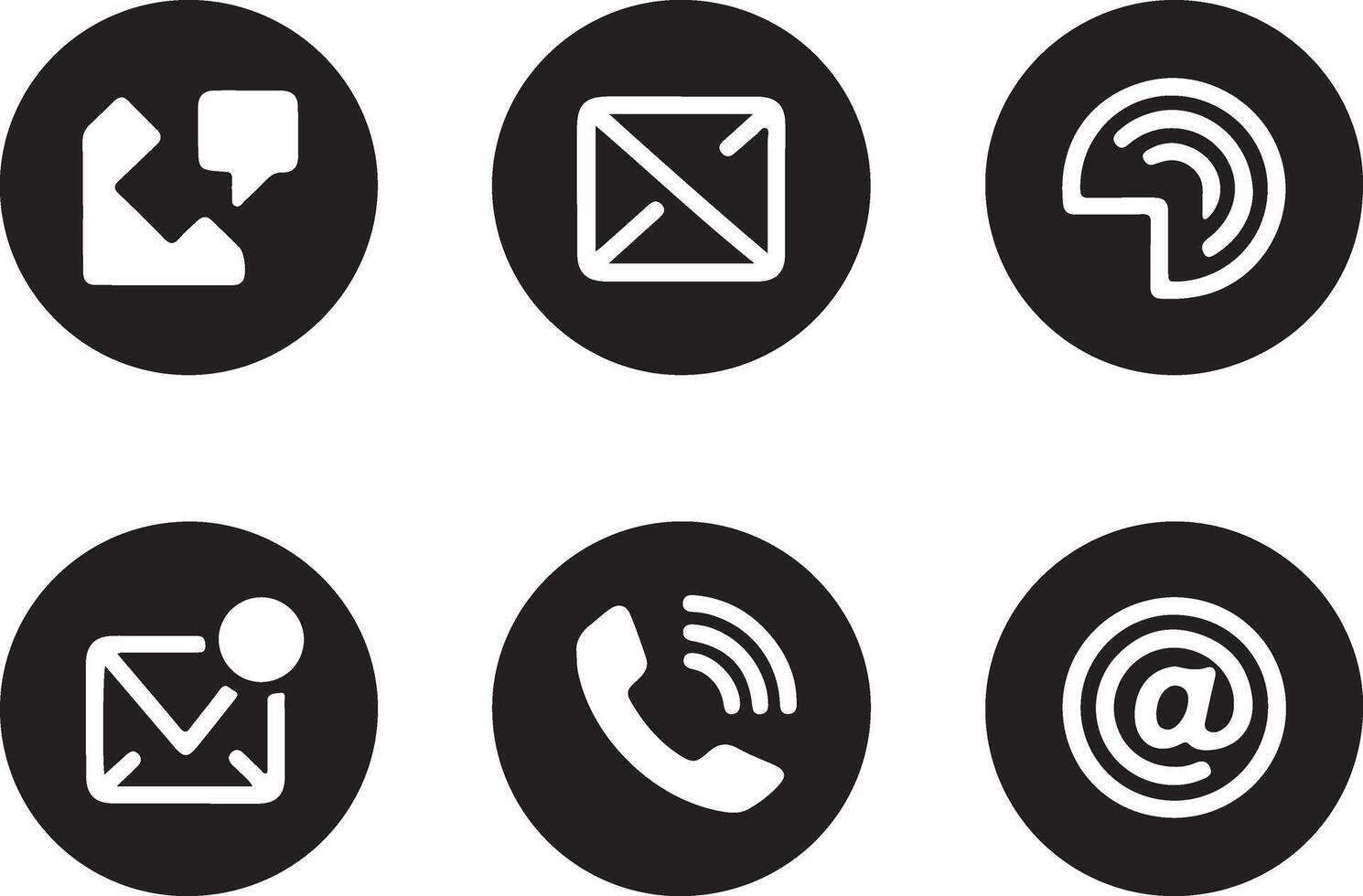 Set of six transparent circular icons representing communication methods vector