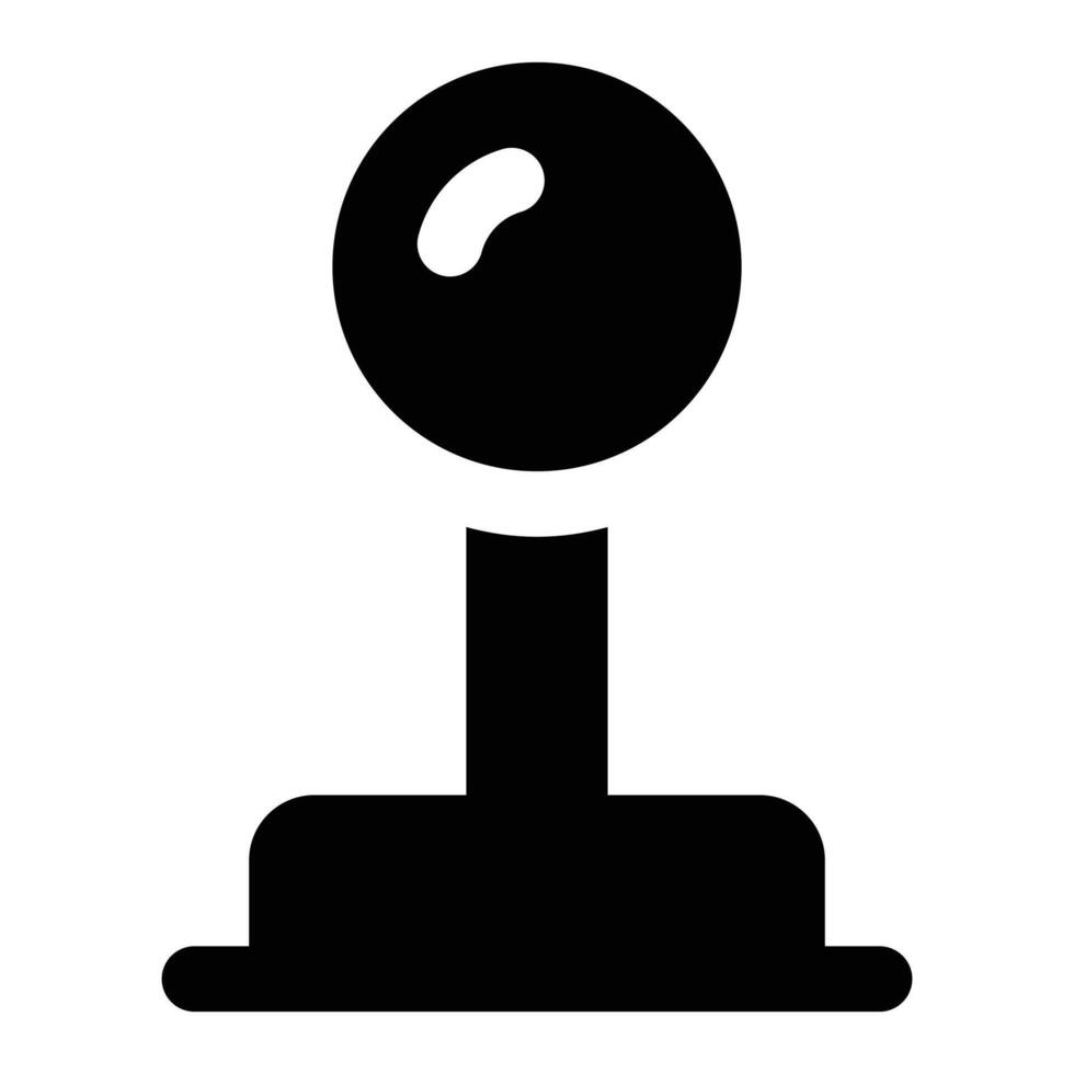 Solid black illustration of a joystick controller for gaming, fun, and entertainment themes. vector