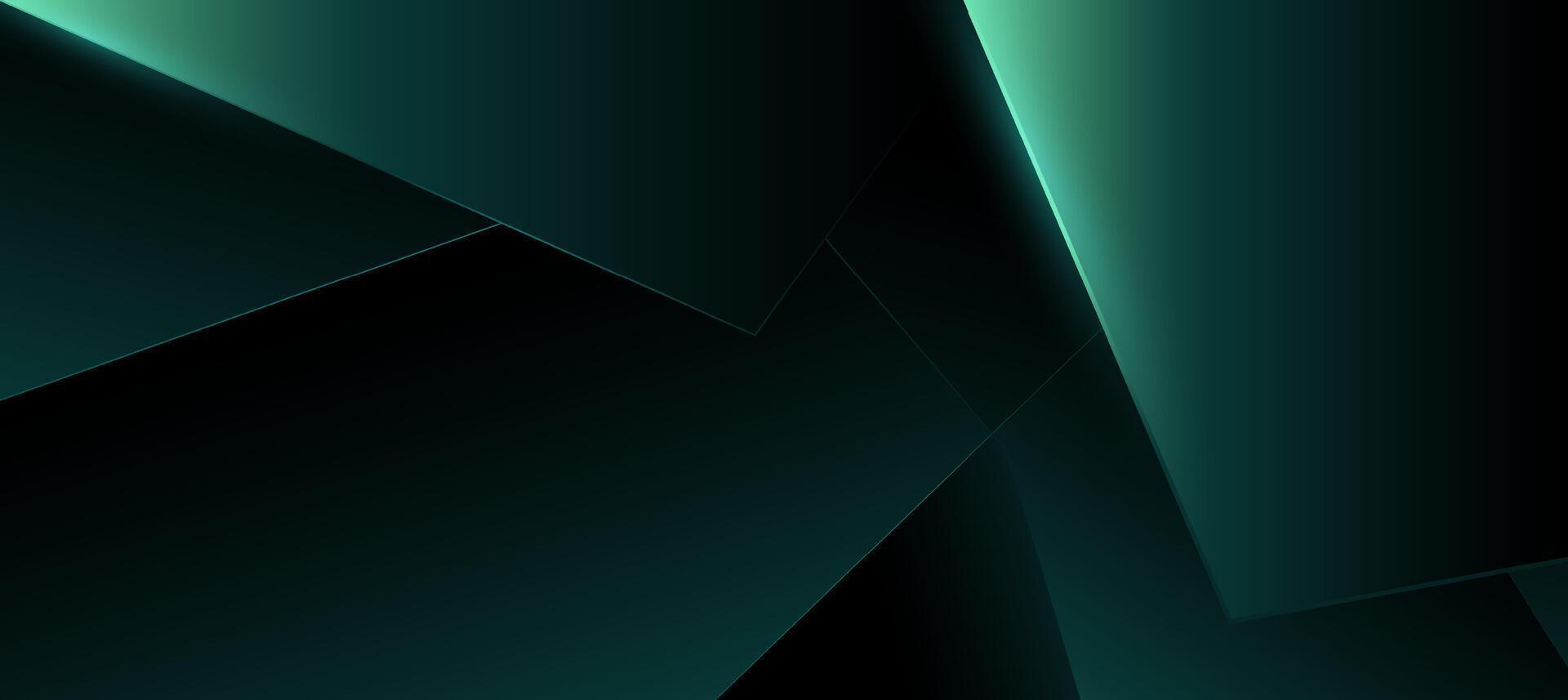 Abstract Green and Black Geometric Background with Modern Lines and Light vector