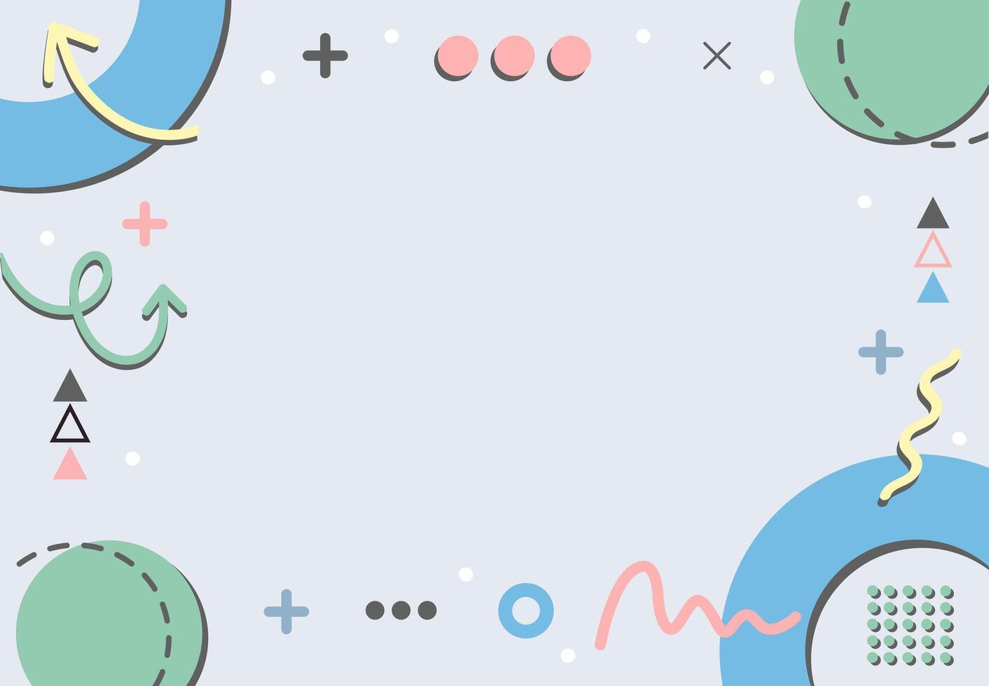 Abstract Memphis Retro Background 0s Grey Geometric Layout with Doodle Line Style vector