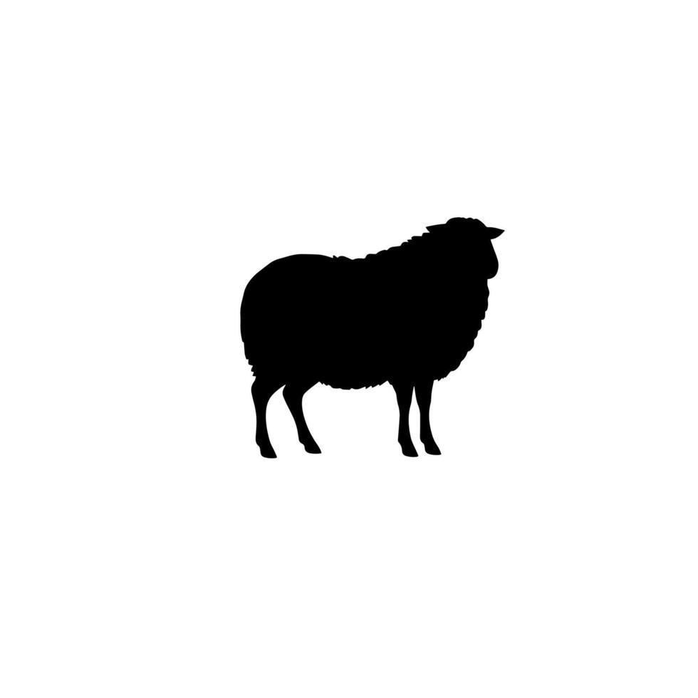 A silhouette of a sheep standing on a white background, a simple graphic design vector