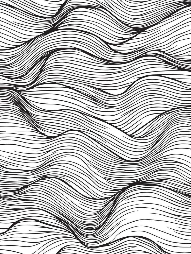 Abstract Black and White Wave Pattern Seamless Texture for Design Projects vector