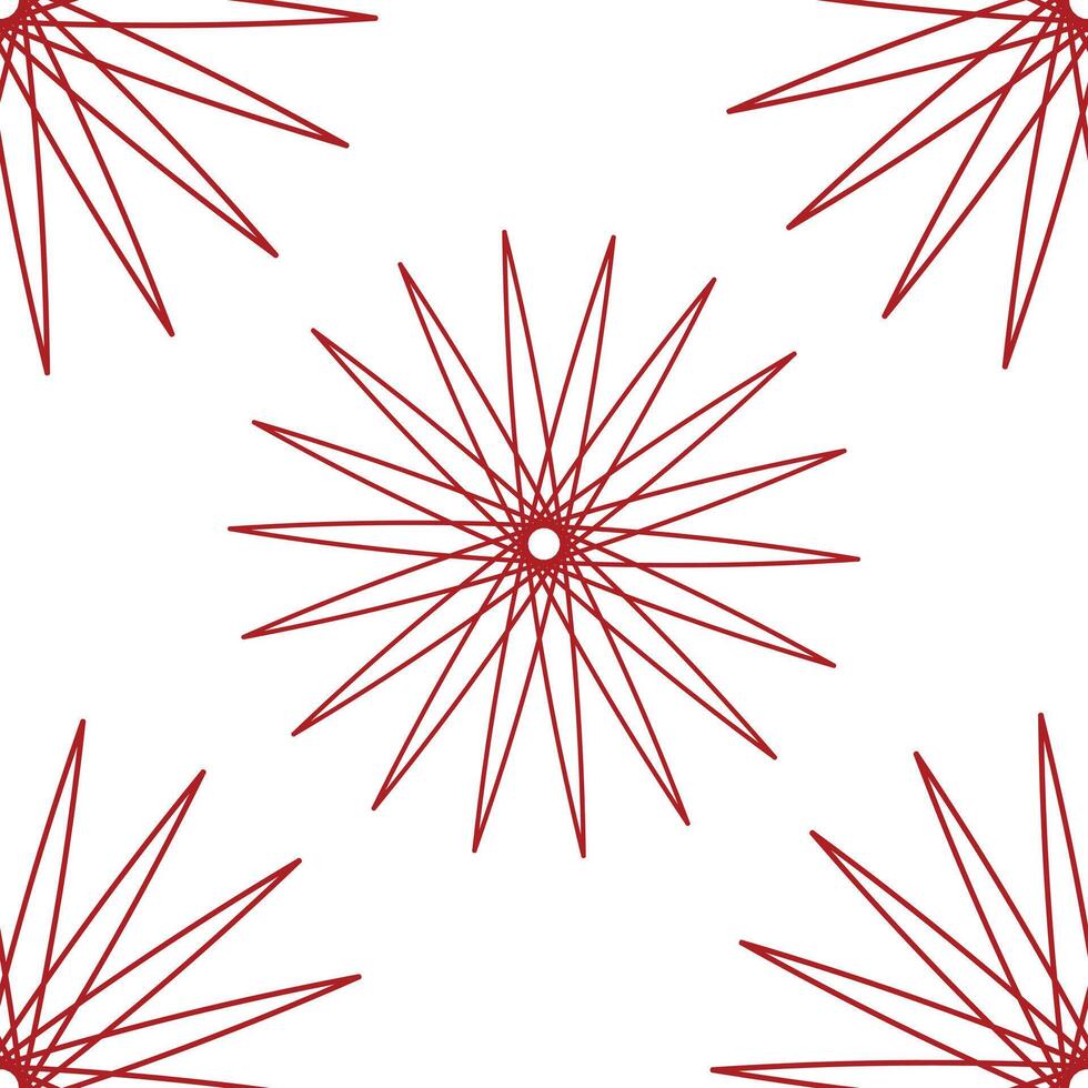 Intricate red starburst pattern on white background vector