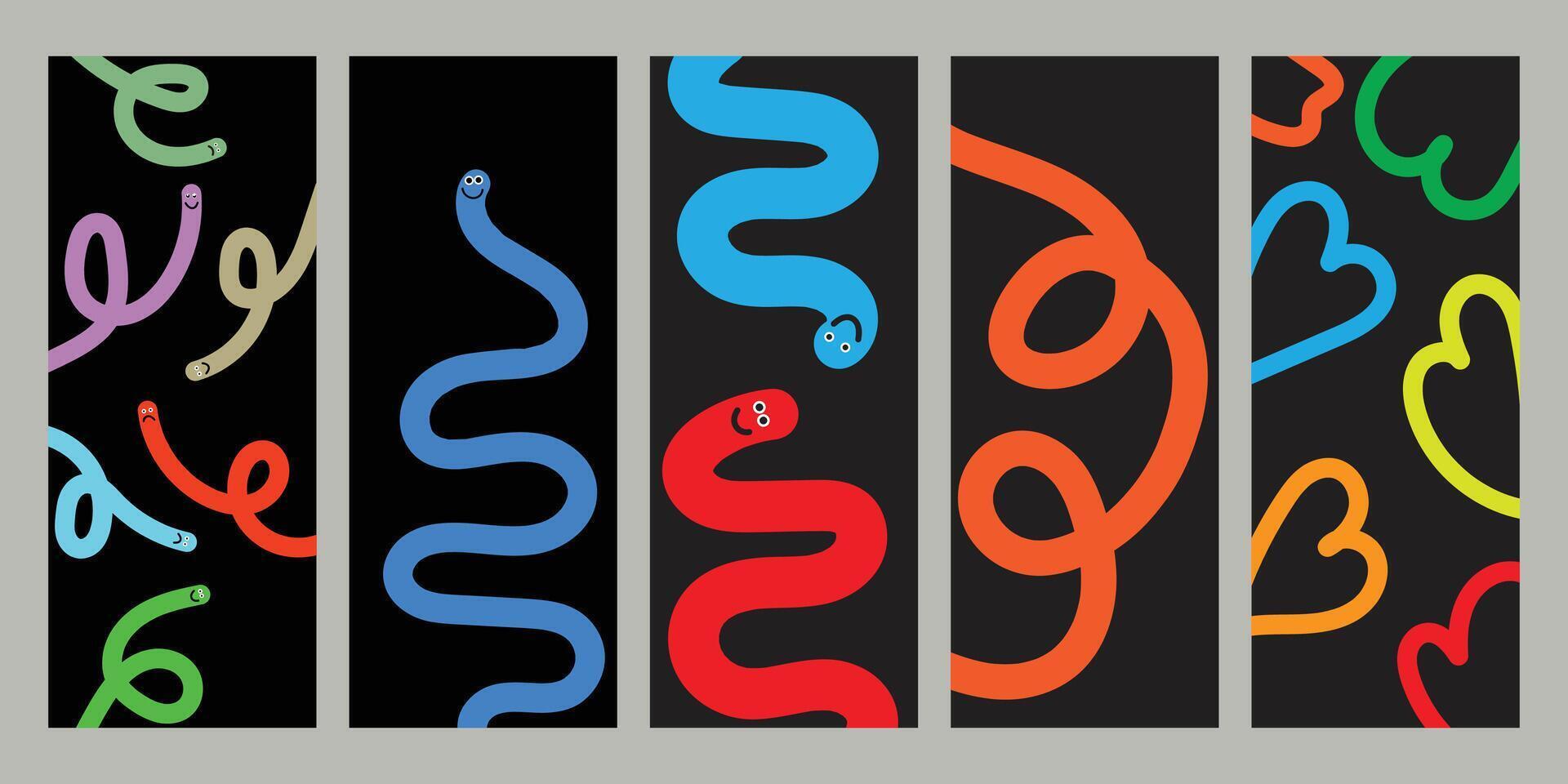 Vibrant abstract swirls and shapes on a dark background vector