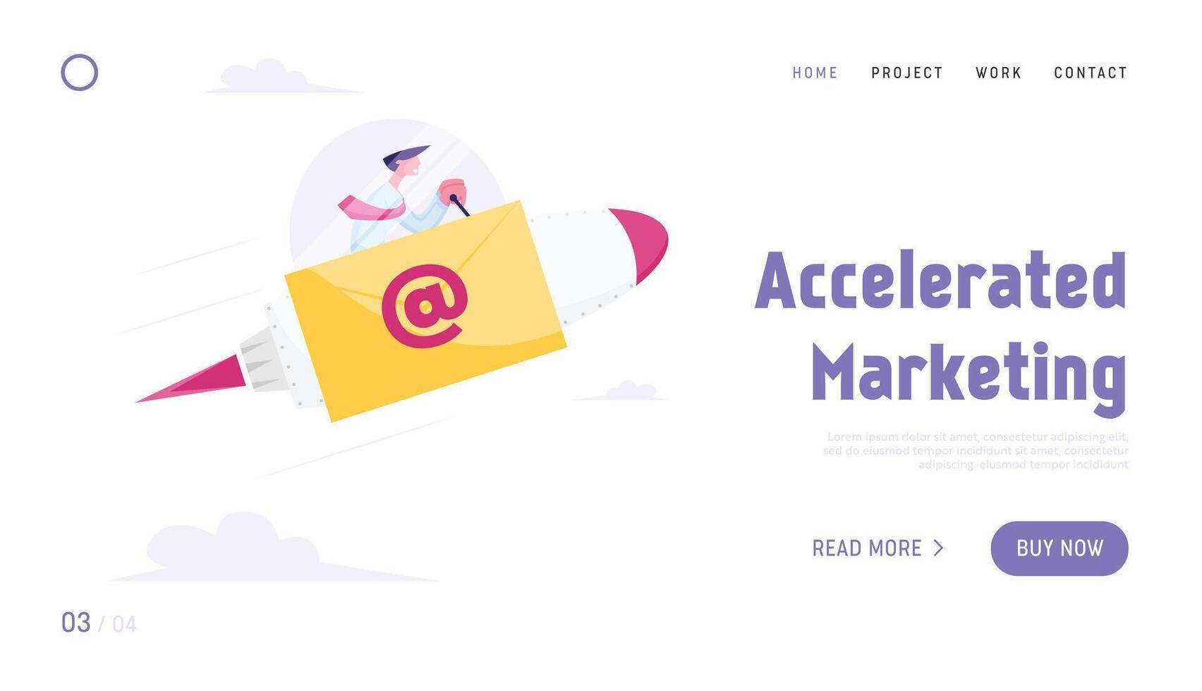 Electronic Message, Business E-mail Website Landing Page.Businessman Sitting in Spaceship Flying Fast to Sky on Rocket with Envelope Email on Board Web Page Banner. Cartoon Flat Illustration vector