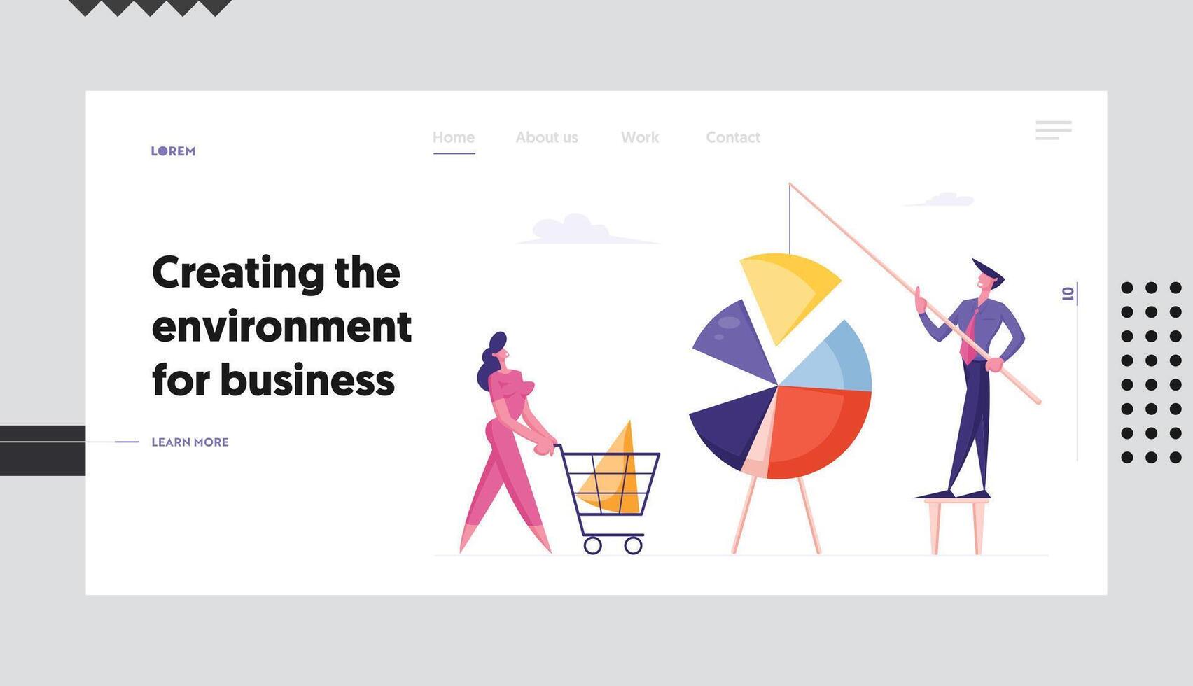 Team Partnership, Teamwork Cooperation Website Landing Page. Business People Connecting Huge Pie Chart Elements Separated Data Graph Construction Web Page Banner. Cartoon Flat Illustration vector