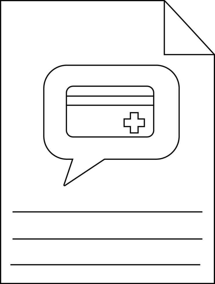 A document displaying a speech bubble containing a healthcare card vector