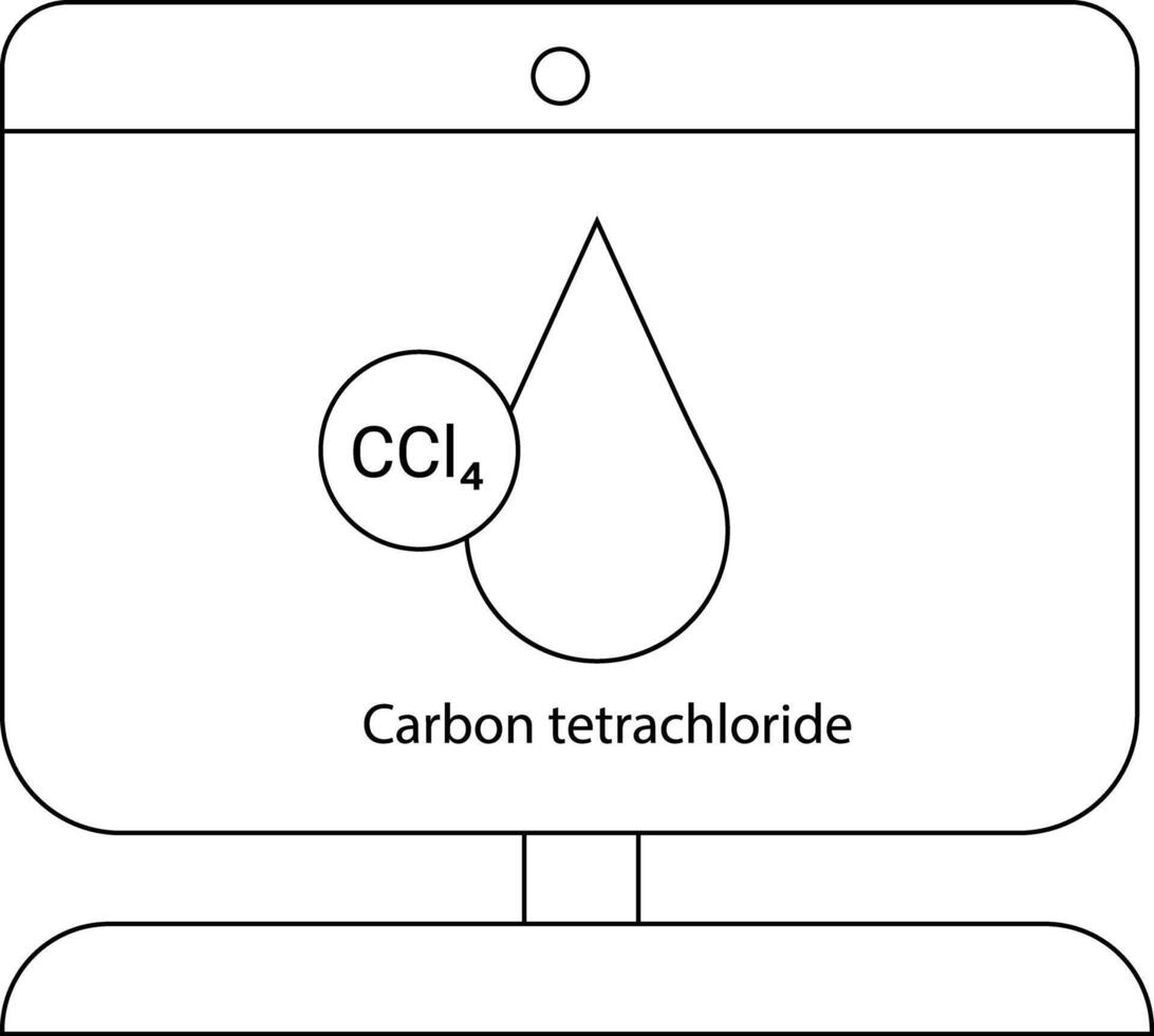 Image shows a graphic of a drop labeled carbon tetrachloride with the formula CCl4 vector