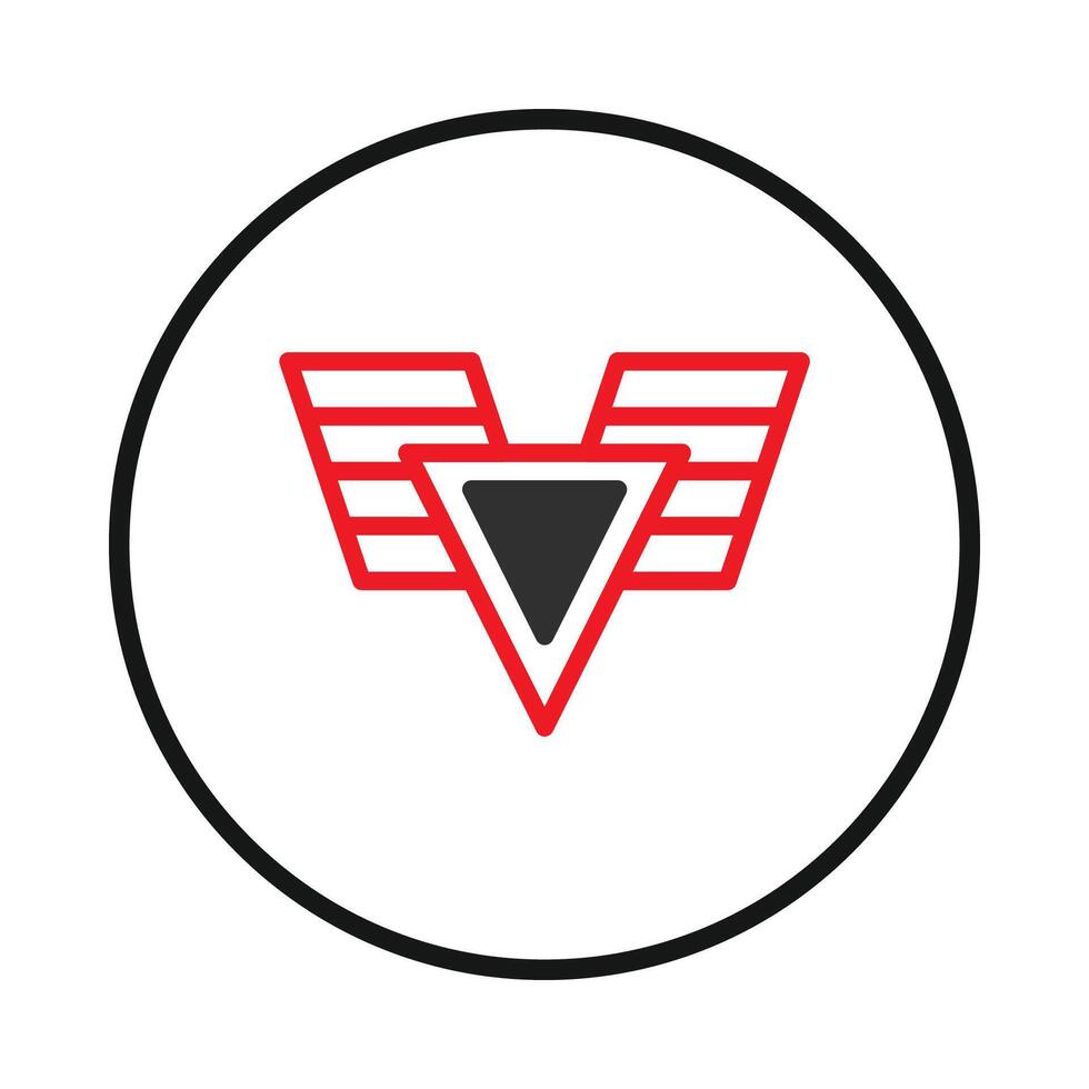 Abstract emblem design featuring a stylized chevron with horizontal lines enclosed within a vector