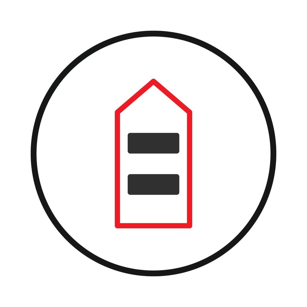 Abstract geometric emblem within a circle showcasing rectangular design with two horizontal bars a vector