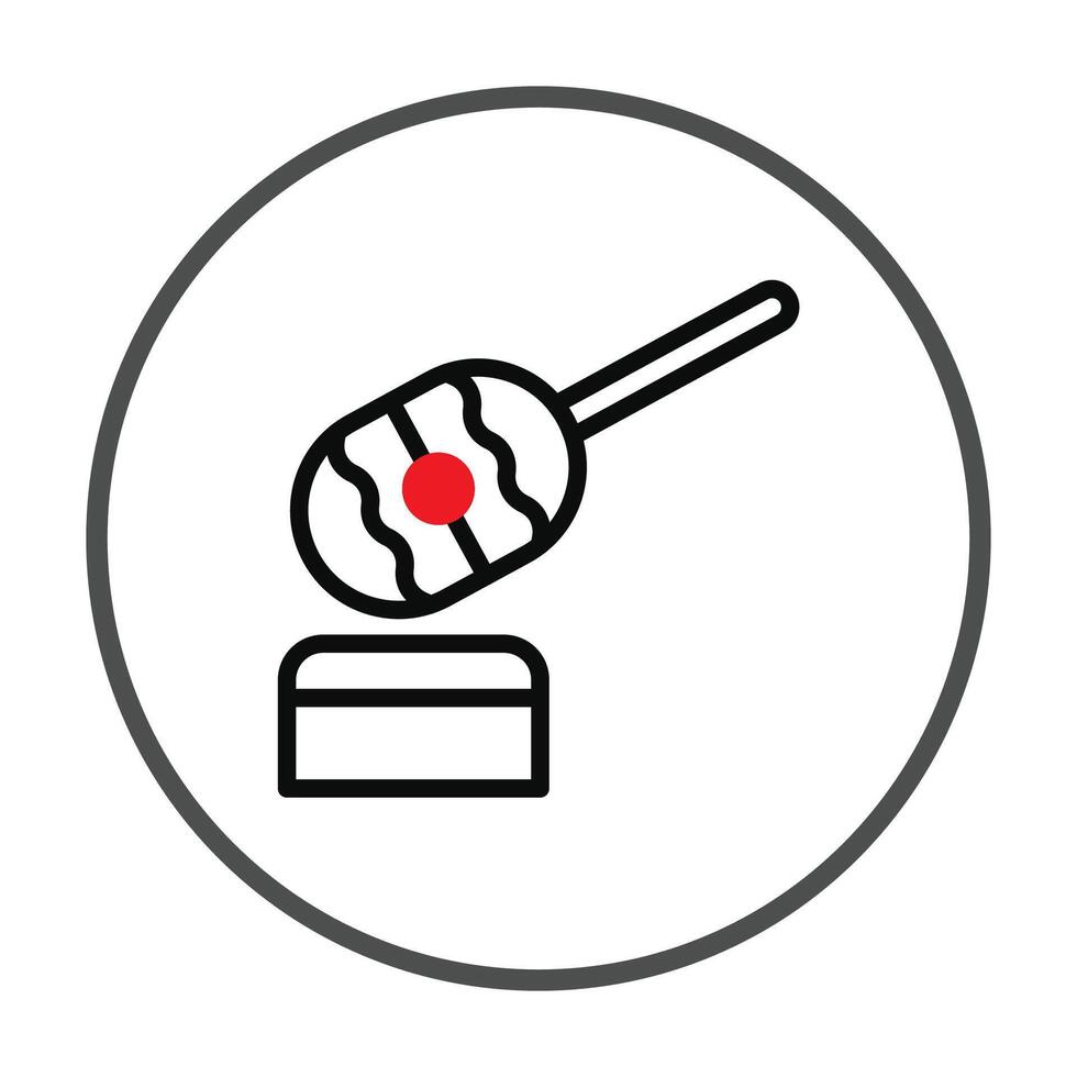 Abstract representation of a stamp and ink pad signifying approval or authentication with vector