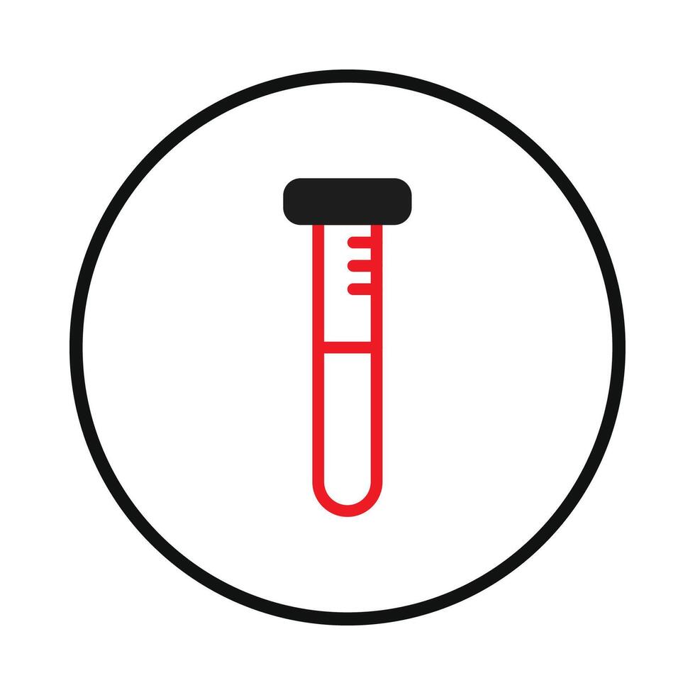 Scientific exploration icon featuring a distinctive red test tube within circular frame vector