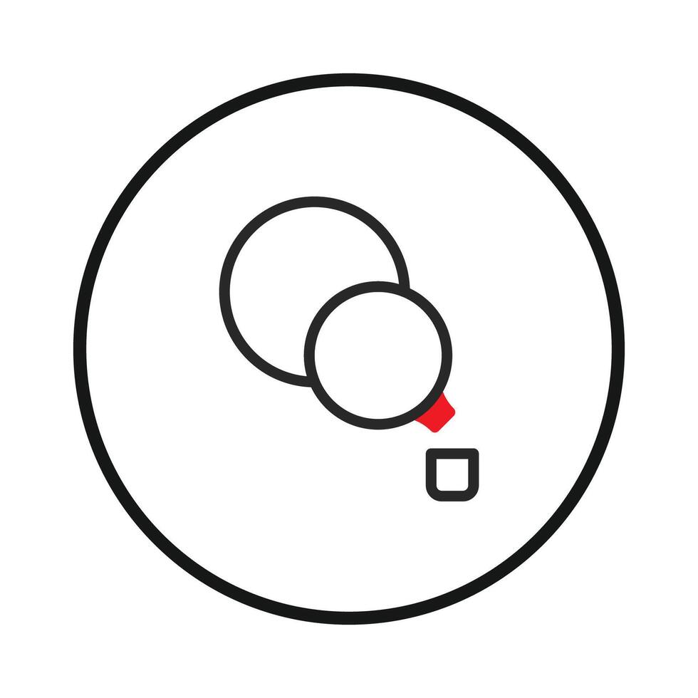 Simple round object illustration with liquid dripping into a small rectangular shape offering vector