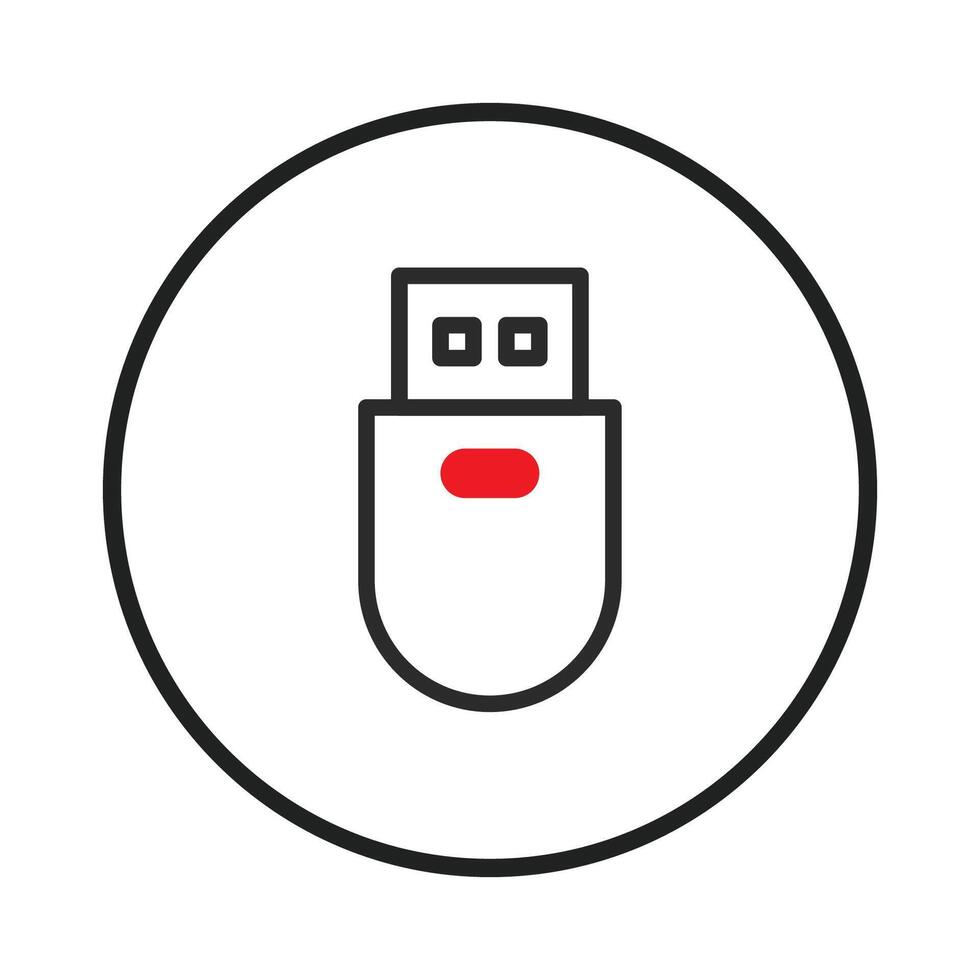 Simple usb drive icon design within a circular frame signifying modern data transfer and storage vector
