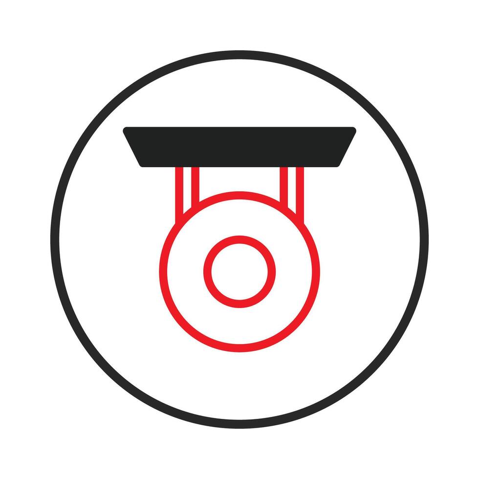 Simplified representation of round surveillance camera with black frame offering security system vector