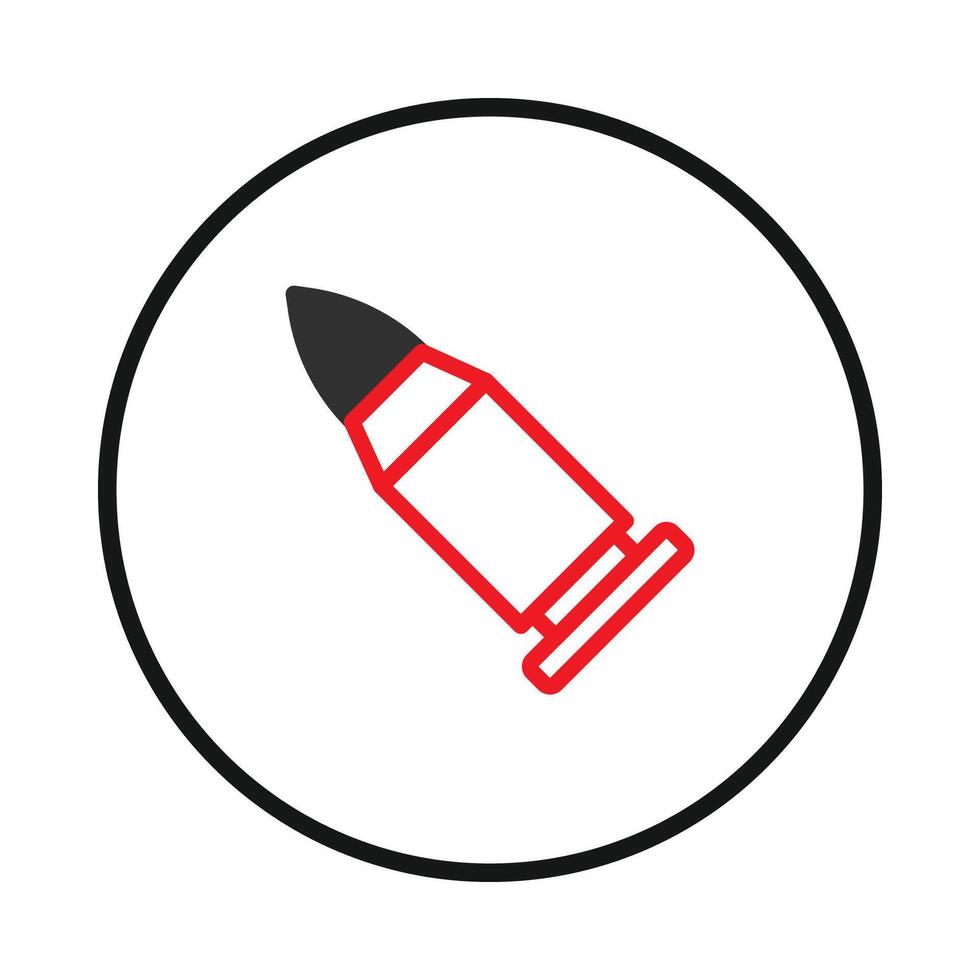 Stylized ammunition icon depicting firearm projectile defense technology within circular frame vector