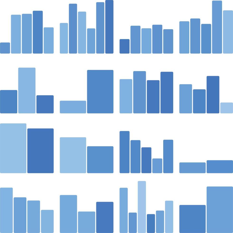 Modern abstract blue bar charts showing business data analysis and statistics vector