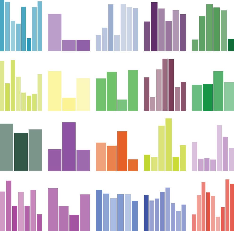 Vibrant bar charts pattern for business data analysis and financial reports. vector