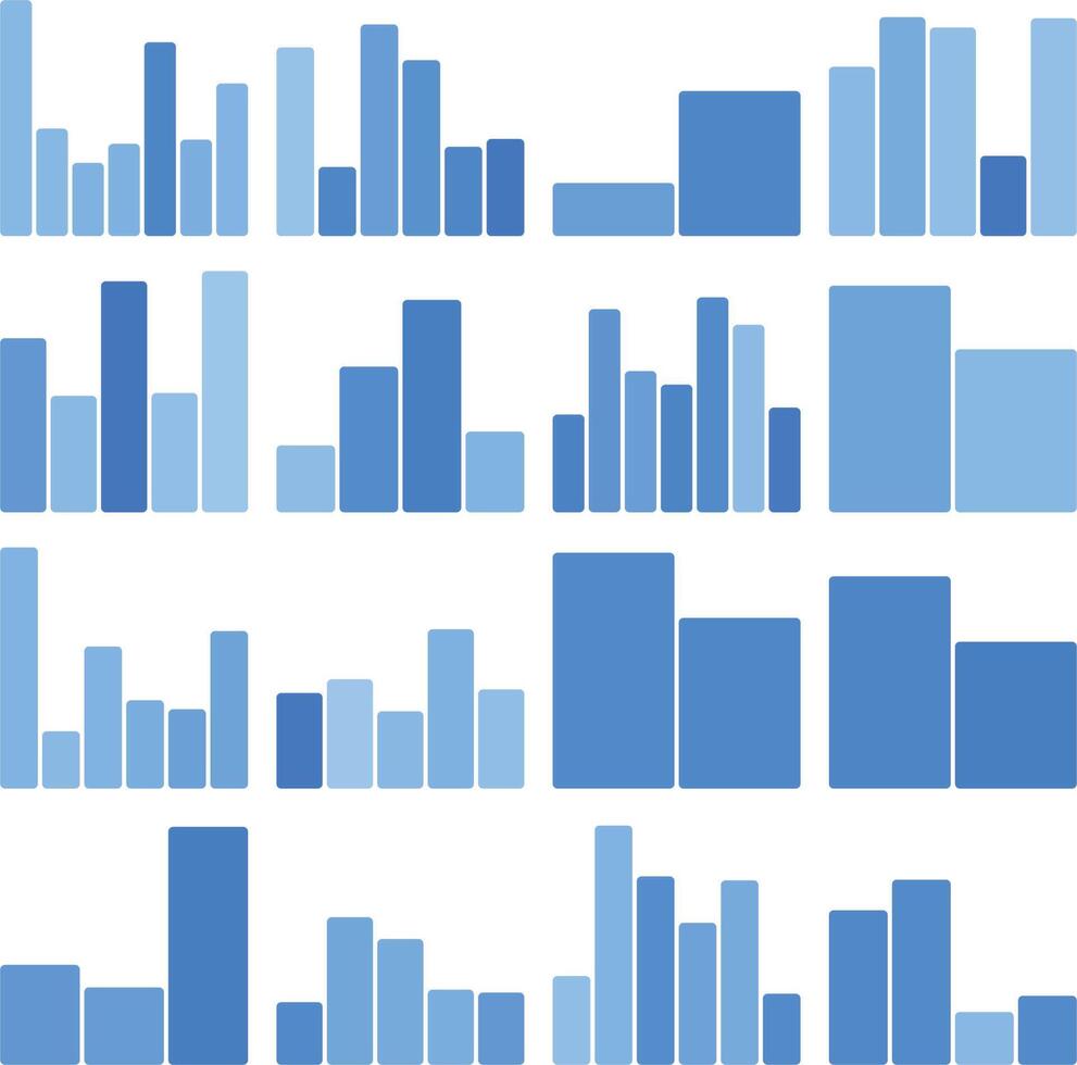Abstract blue bar charts visualizing data analysis, trends, and growth concepts vector