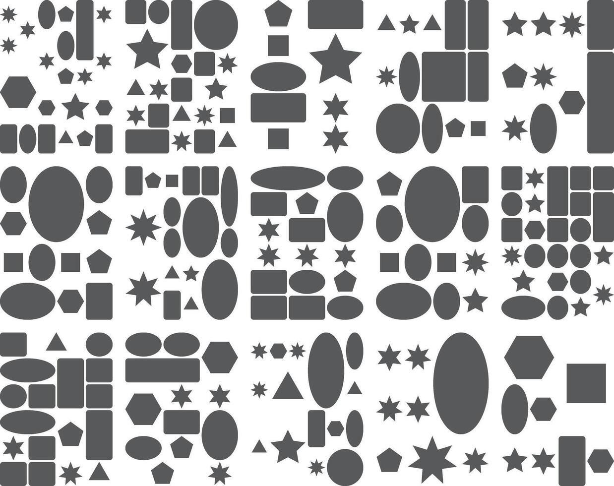 Abstract pattern of scattered dark geometric shapes, background texture design. vector