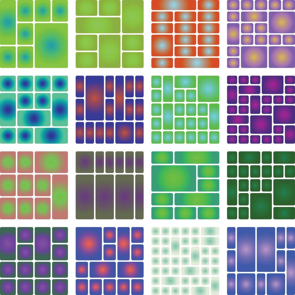 Vibrant geometric grid abstract background with gradient shapes and colors. vector