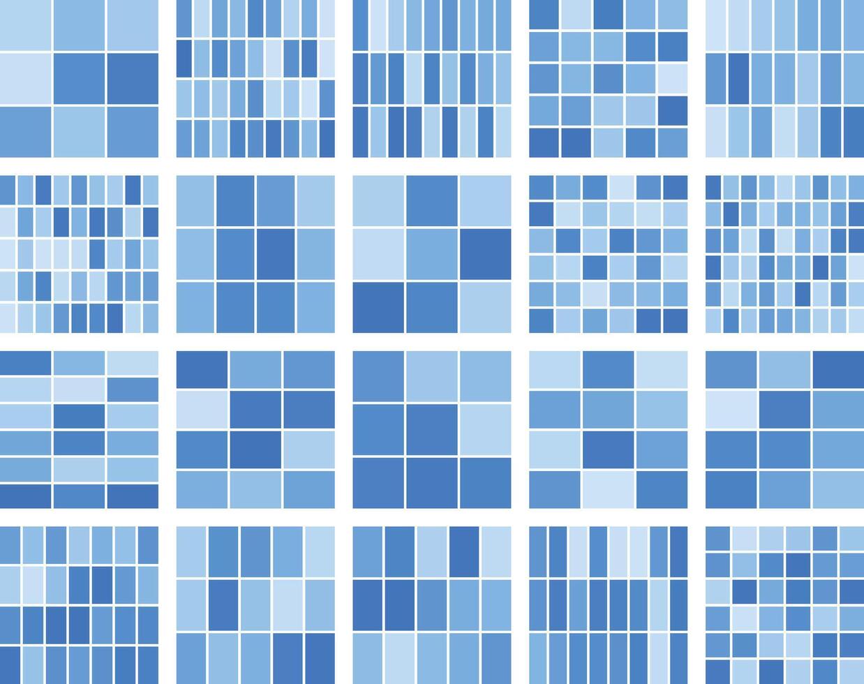 Abstract blue geometric mosaic patterns grid, modern digital background design. vector