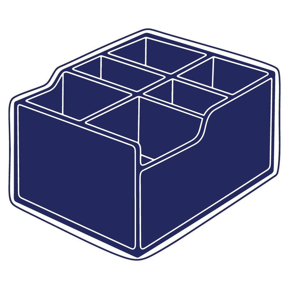 Deep Blue Storage Organizer with Six Compartments for Office and Home Use a Versatile Solution to Organize Your Items vector