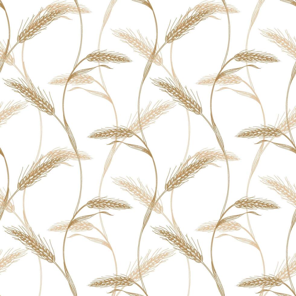 Seamless pattern of two rows of wheat. For packaging design, cards, cover, prints, product labels and fabric. vector