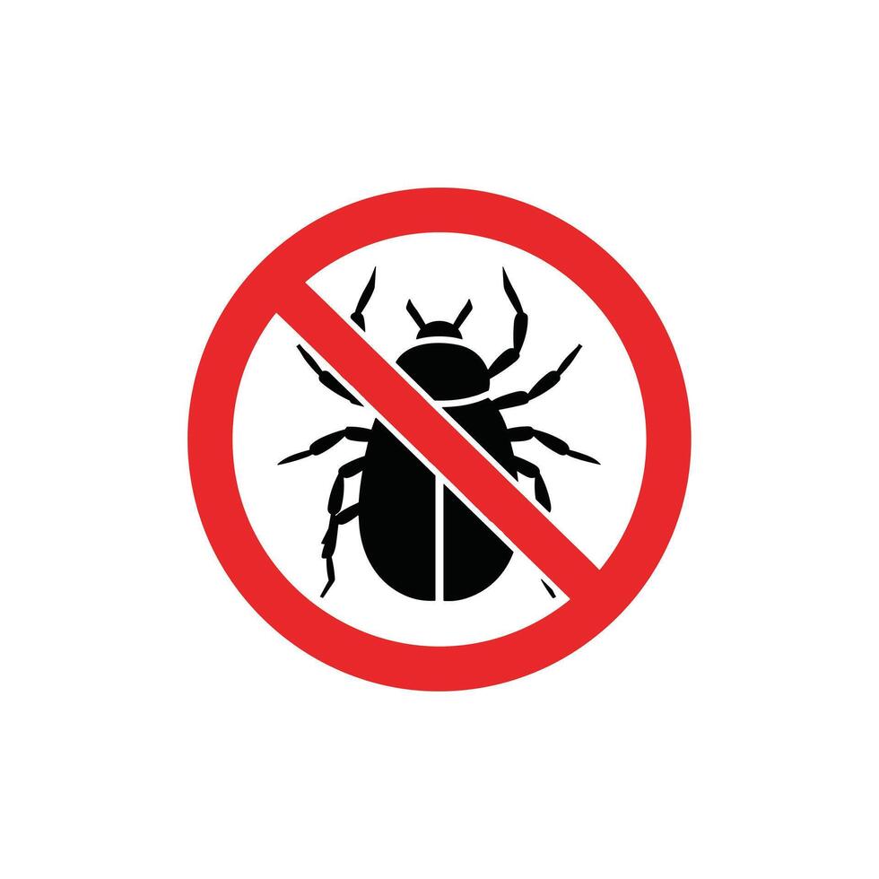 un visual representación de un parásito controlar firmar demostración un prohibido insecto símbolo con un rojo circulo y un diagonal línea. vector