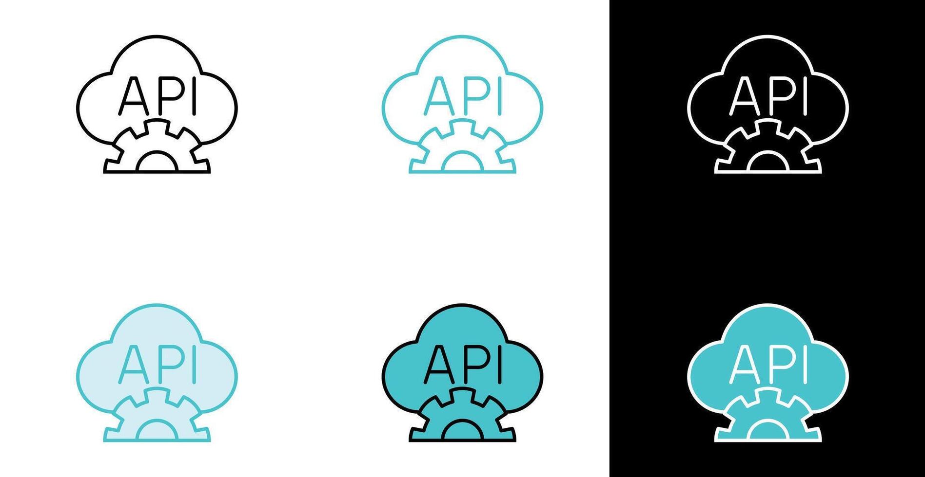 nube api engranaje icono para web integración y software conexión en línea y llenar estilo vector