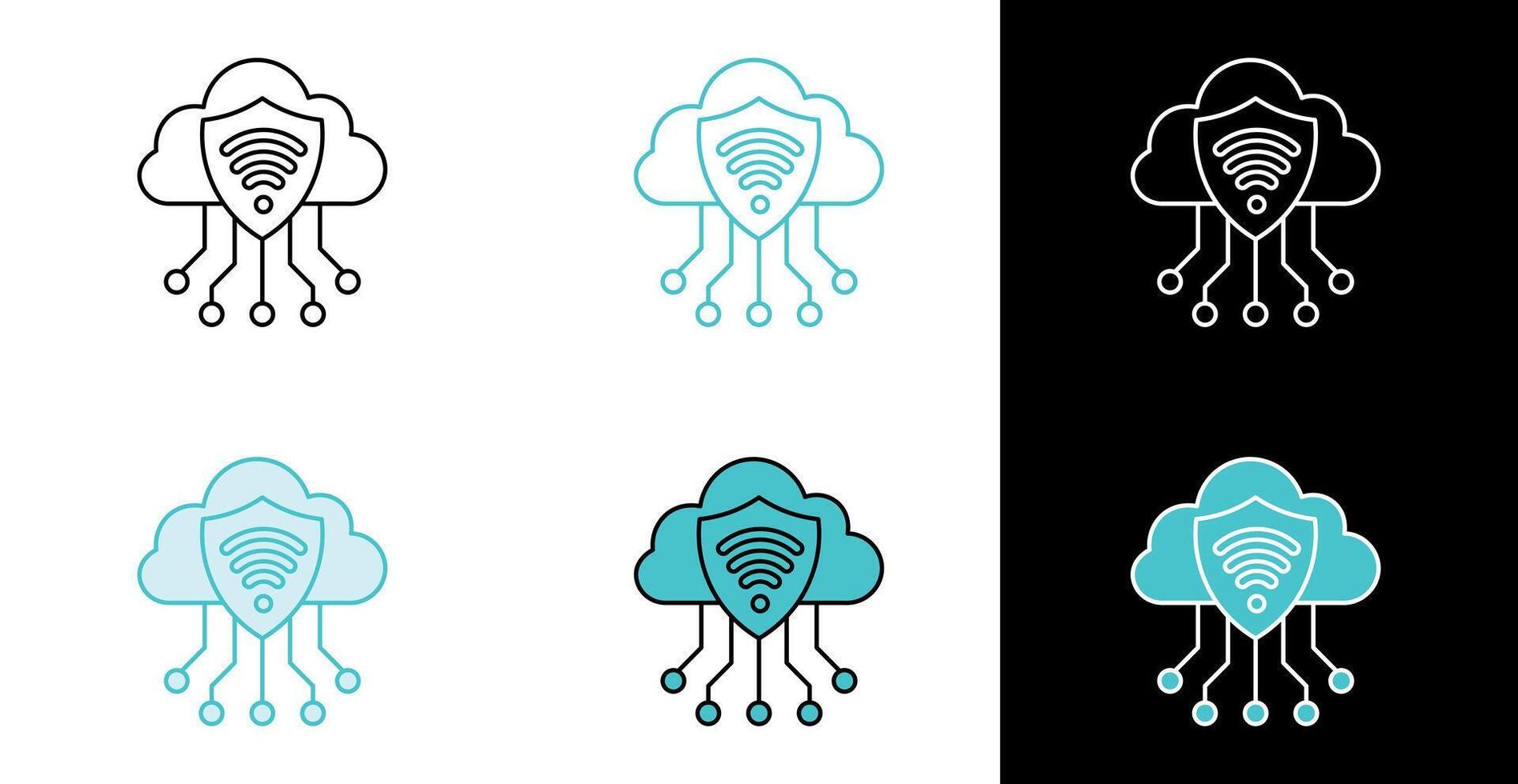 nube con proteger y Wifi señal icono para seguro datos conexión en línea y llenar estilo vector