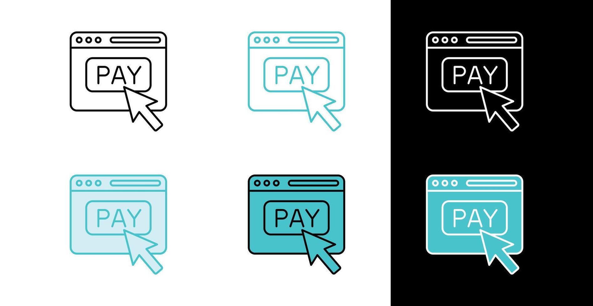 Online pay button icon for website payment and digital checkout in line and fill style vector