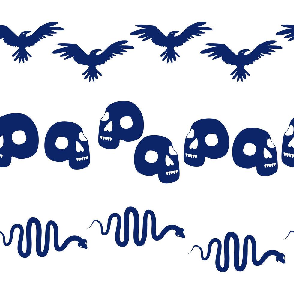 Horizontal border, set Magic and heavens seamless pattern, with magical elements Symbols of witchcraft vector