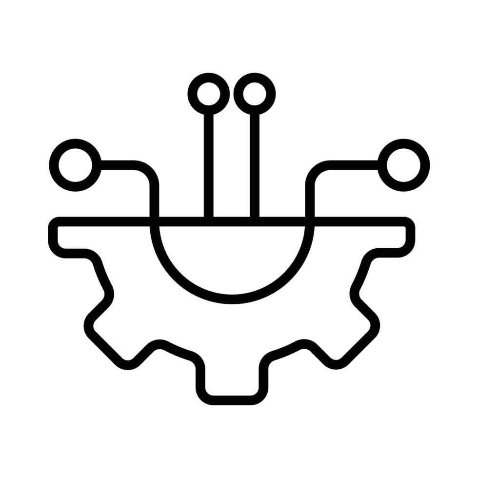 tecnología integración línea Arte icono. un engranaje con digital circuito conexiones simbolizando automatización, sistema ajustes, y proceso gestión. minimalista gráfico. vector