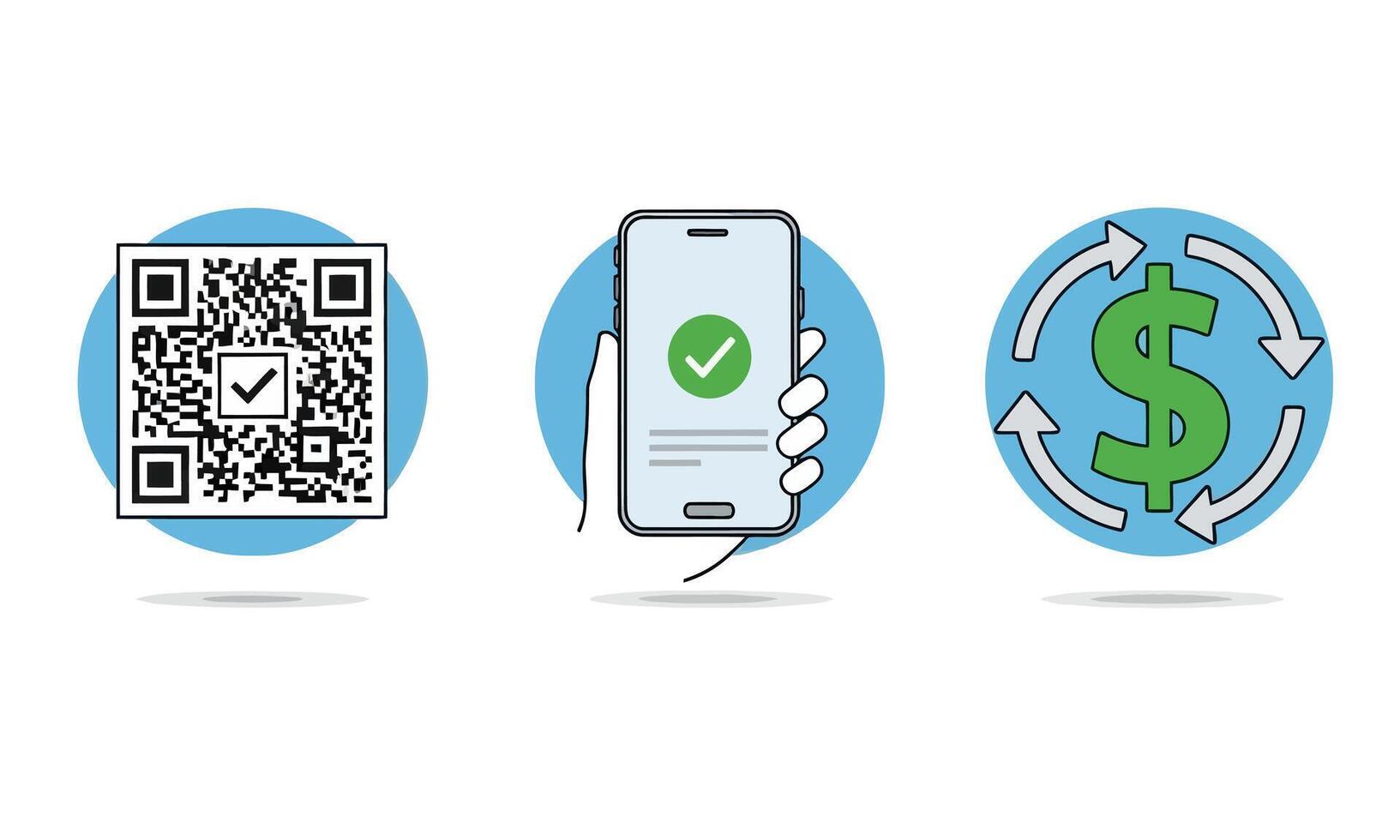 Digital Payment Methods QR Code Mobile and Money Transfer. vector