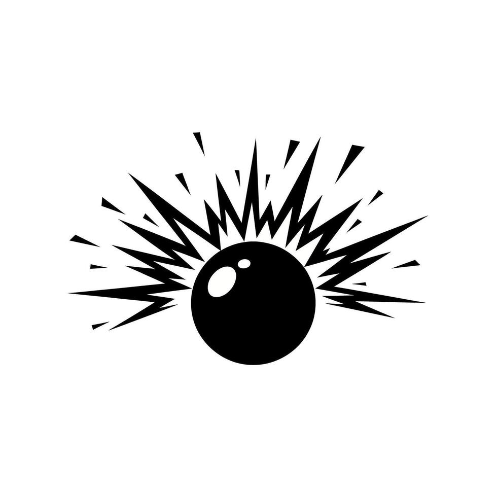Exploding Sphere Graphic Dynamic Black and White Illustration. vector