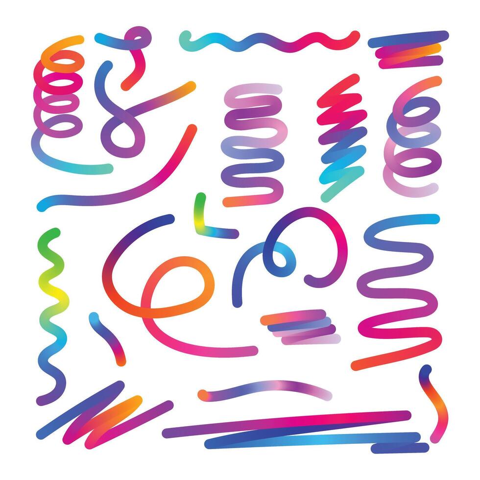 Assorted colorful gradient swirls and lines design vector