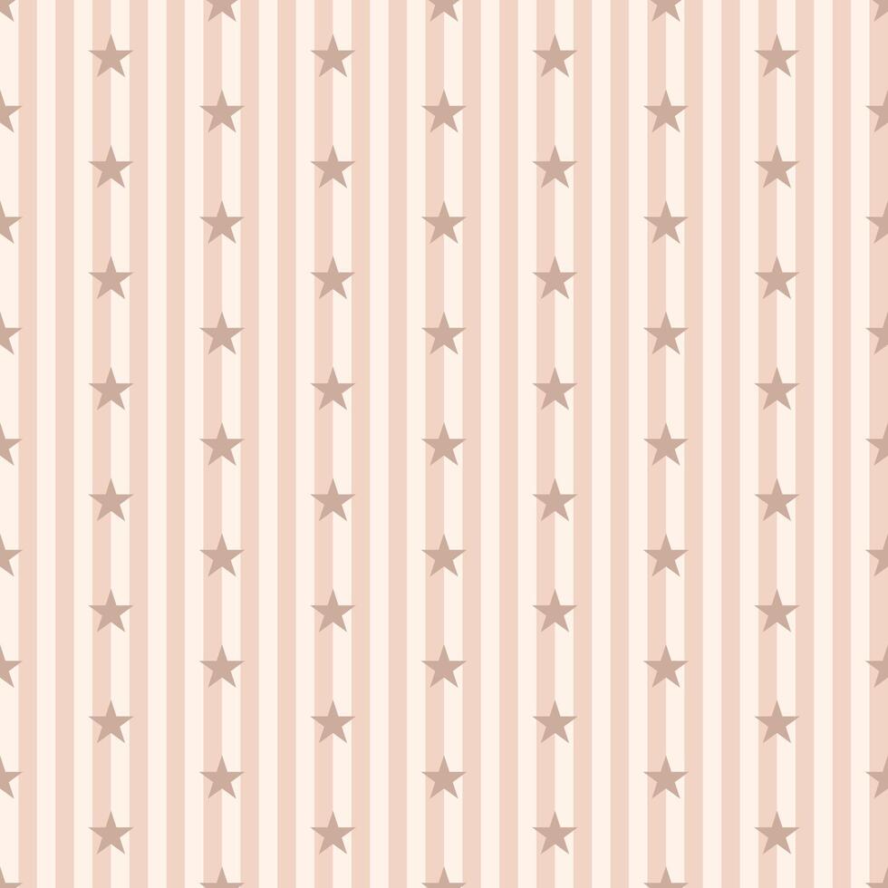 Seamless pattern with vertical stripes and small stars. Geometric striped repeating gingham texture. pastel background. vector