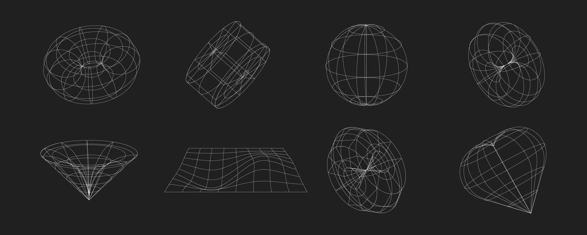 colección de estructura metálica 3d geométrico formas retro futurista estilo diseño elementos colocar. vector