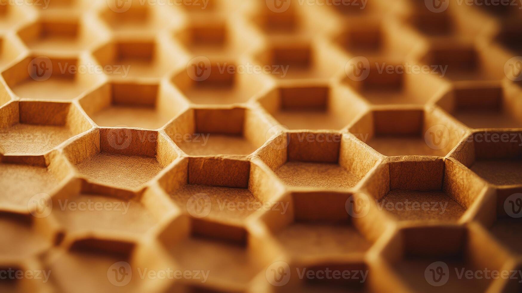 Close up View Shows Tan Honeycomb Pattern and Design Made of Cardboard Material photo