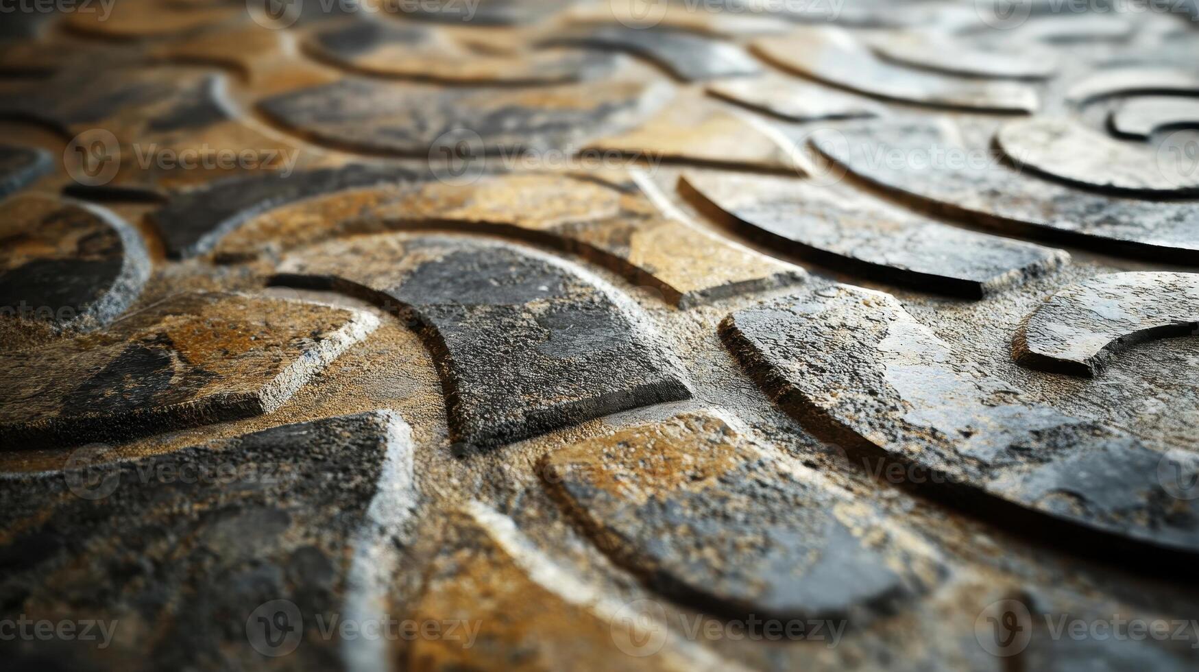 Close up of Patterned Stone Floor Surface Showing an Abstract Design photo