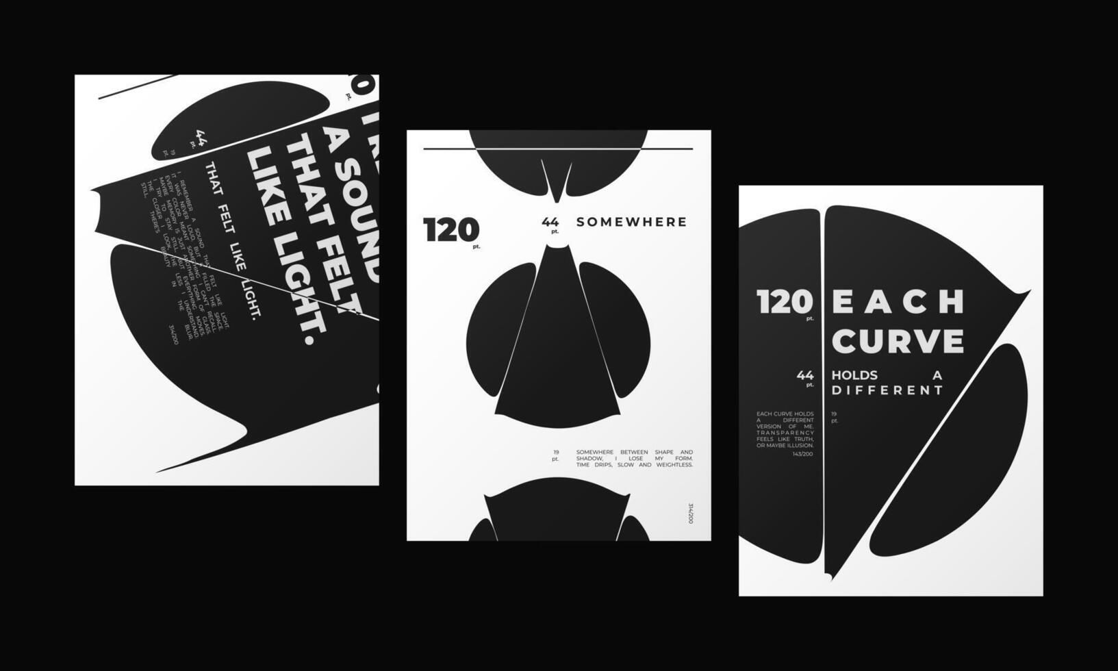 Set of Abstract posters featuring liquid glass distortion and smooth refraction effects. A futuristic composition blending typography, reflection, optical illusion vector