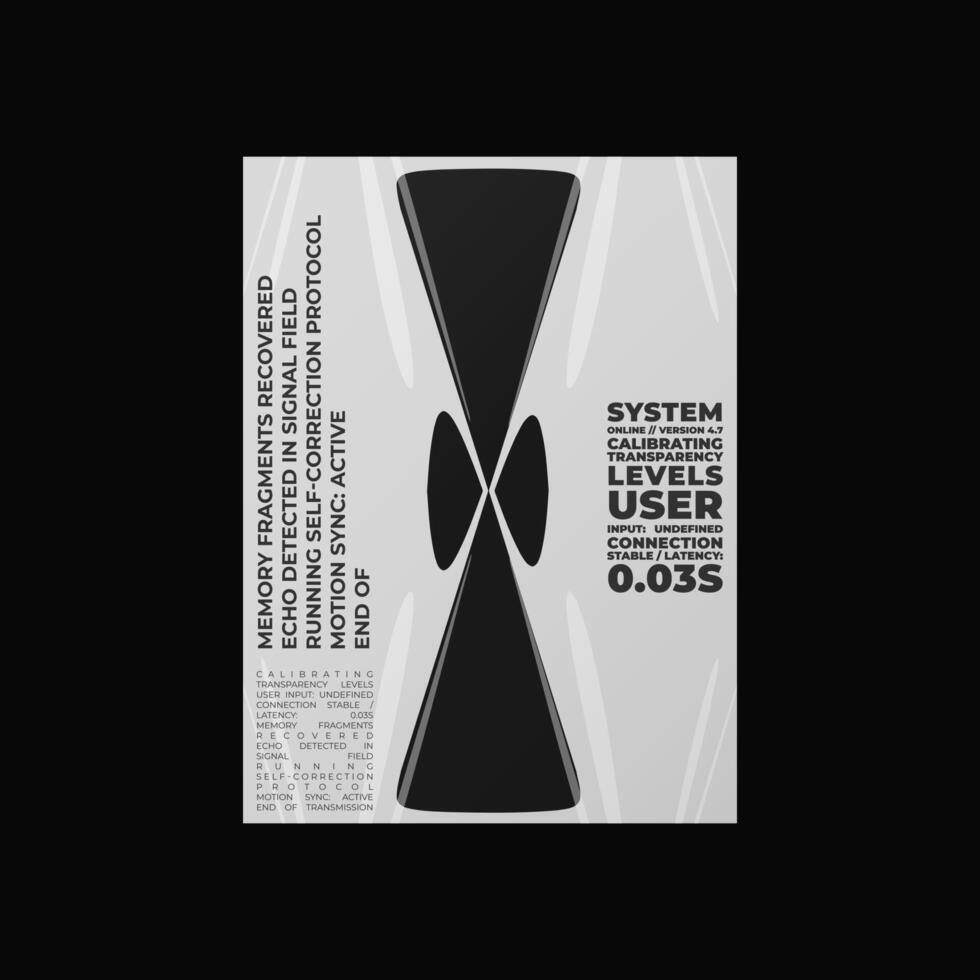 Abstract poster design with letter I and liquid glass distortion and refraction effects. Composition blending typography, reflection, and optical illusion. vector