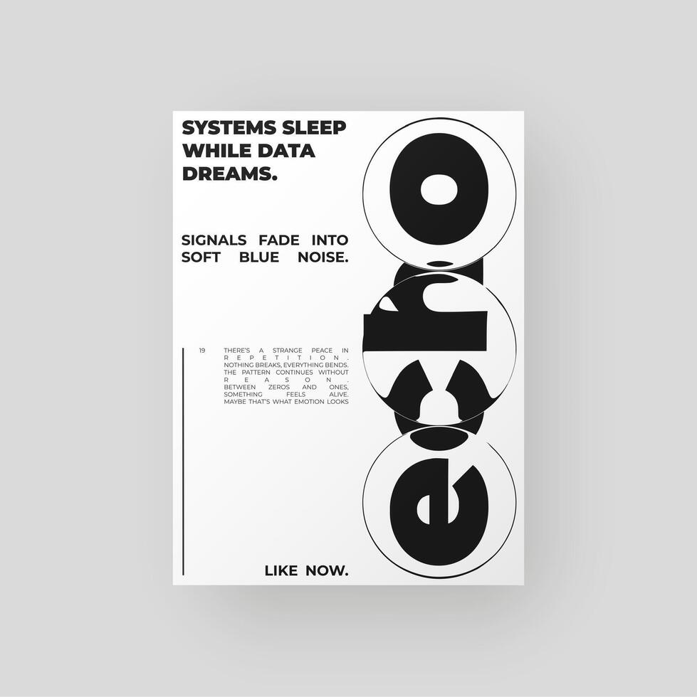 Abstract black-and-white poster featuring liquid glass distortion and smooth refraction effects. Blending typography, reflection, and optical illusion into minimal surreal design. vector