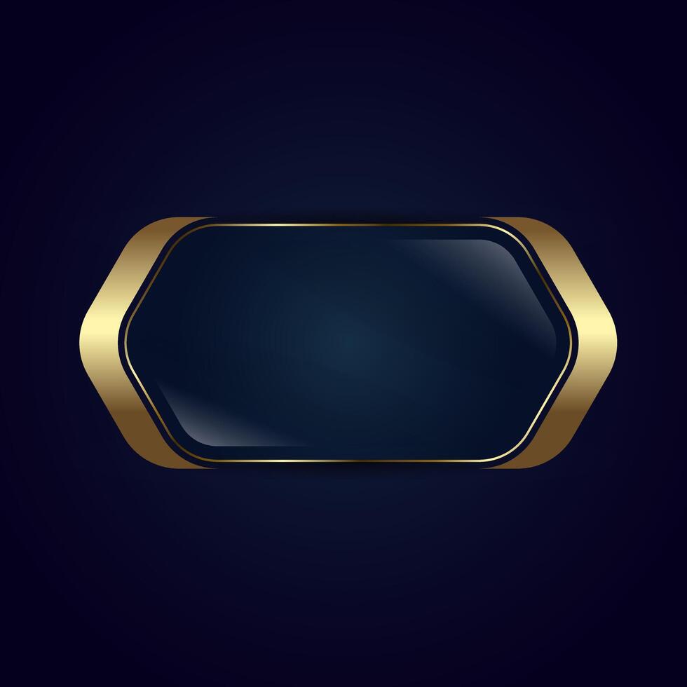 A Golden Premium banner icon with gold Stroked on It, A Luxury Button Design Used for Web UI-UX Concepts on Dark Background vector