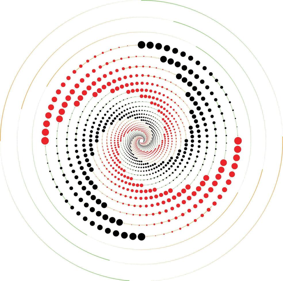 Abstract Spiral Dot Pattern with Concentric Circles and Geometric Symmetry vector